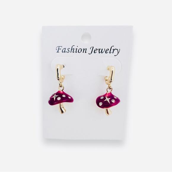 Mushroom Star Charm Dangle Fashion Earrings Jewelry New Gift Whimsical Cute - Picture 2 of 8